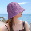 Summer Sun Hat Wide Brim Floppy Hats for Women Beach Cap Panama Straw Hat Dome Weave Bucket Hat Femme Shade Hat