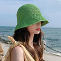 Summer Sun Hat Wide Brim Floppy Hats for Women Beach Cap Panama Straw Hat Dome Weave Bucket Hat Femme Shade Hat